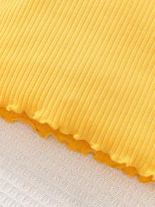 女嬰3入組條紋針織缺口領木耳邊T恤 - 彩色 - 查看 5