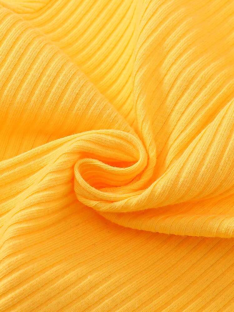 女嬰3入組條紋針織缺口領木耳邊T恤 - 彩色 - 查看 6