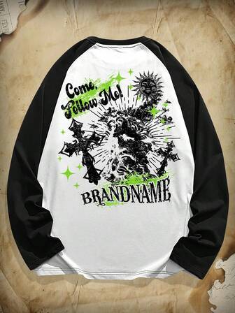 Academia Guys Letter Graphic Raglan Sleeve Tee