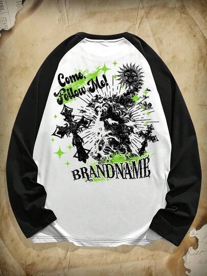 Academia Guys Letter Graphic Raglan Sleeve Tee