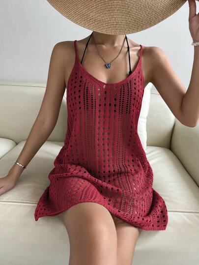 Breezaya 鏤空針織罩衫連衣裙