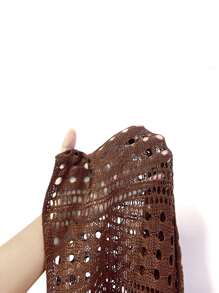 Breezaya 鏤空針織罩衫連衣裙 - 咖啡棕 - 查看 8