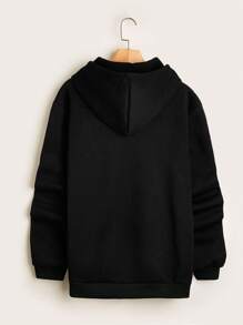 Manfinity Homme Nam Đồ họa Chữ cái Túi kangaroo Dây rút Hoodie - màu đen - Xem 2