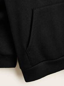 Manfinity Homme Nam Đồ họa Chữ cái Túi kangaroo Dây rút Hoodie - màu đen - Xem 4