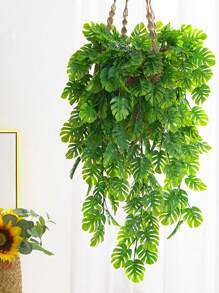1入組人造植物綠色樹葉花環真絲掛飾藤蔓適用於家庭花園婚禮派對DIY裝飾和牆 - 綠色 - 查看 1