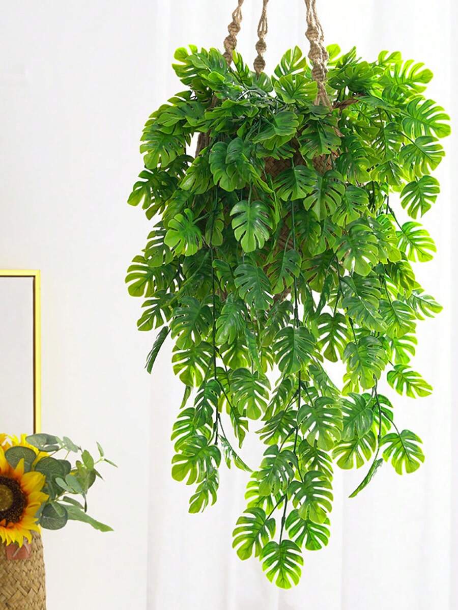 1入組人造植物綠色樹葉花環真絲掛飾藤蔓適用於家庭花園婚禮派對DIY裝飾和牆 - 綠色 - 查看 1