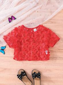 Young Girl Butterfly Appliques Top & Cami Dress - Multicolor - View 5