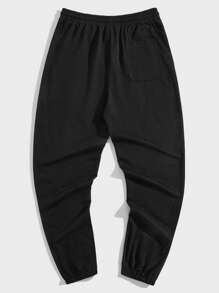 ROMWE MEN Các bạn Đồ họa Chữ cái Eo dây rút Quần thể thao - màu đen - Xem 2