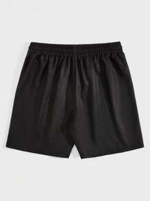 ROMWE MEN Goth Pantalones Cortos De Cintura Con Cordón Estampado Para Hombre - Negro - Ver 2