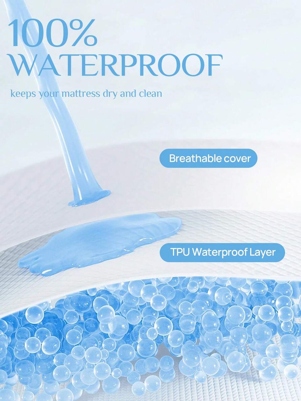 1pc [Bamboo Fiber]Antibacterial Jacquard Air Layer Bamboo Fiber TPU Waterproof Mattress Protector
