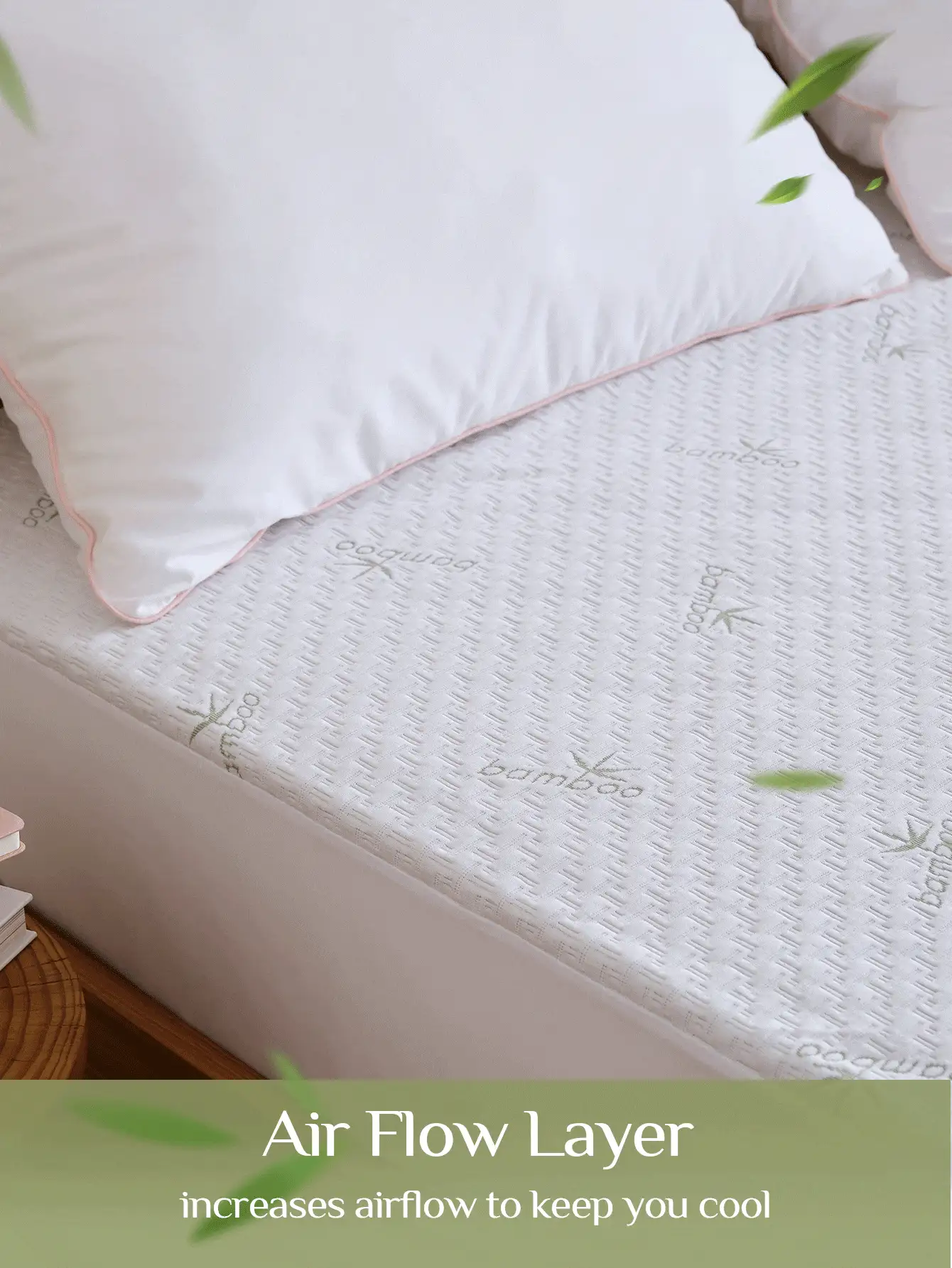 ChillTech 1pc [Bamboo Fiber]Antibacterial Jacquard Air Layer Bamboo Fiber TPU Waterproof Mattress Protector - Multicolor - View 7