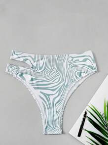 Allover Print Cut Out Bikini Bottom For Summer Beach Vacation - Multicolor - View 3