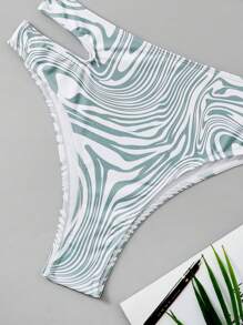 Allover Print Cut Out Bikini Bottom For Summer Beach Vacation - Multicolor - View 4