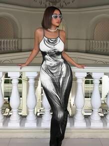 SHEIN ICON Figure Graphic Cami Dress - Black - View 1