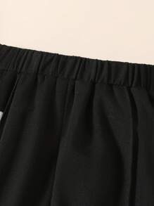 SHEIN Young Girl Letter Patched Detail Press Crease Elastic Waist Sweatpants