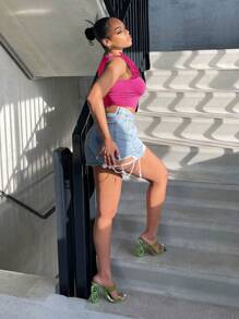 SHEIN SXY 立體花卉短款背心