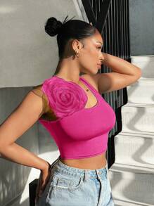 SHEIN SXY 立體花卉短款背心