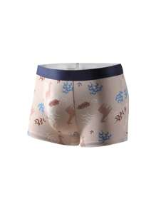 男士5入組熱帶圖案拼接織帶邊平角內褲 - 彩色 - 查看 4