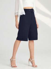 Seusyu 素色腰帶百慕大短褲