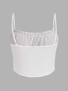 SHEIN Qutie Top de tirantes ribete fruncido pecho con fruncido - Blanco - Ver 2