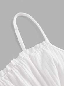 SHEIN Qutie Top de tirantes ribete fruncido pecho con fruncido - Blanco - Ver 3