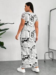 SHEIN EZwear Váy in báo Plus, mùa hè - Đen và trắng - Xem 2