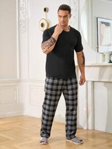 Men Plaid Print PJ Set - Multicolor - View 3