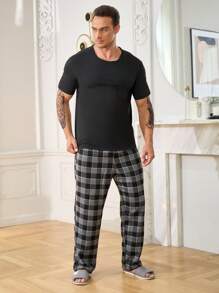 Men Plaid Print PJ Set - Multicolor - View 5