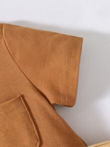 SHEIN 嬰兒男童3入組純色口袋拼接連身衣