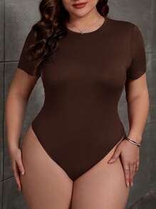 SHEIN Essnce Plus Solid Slim Fit Tee Bodysuit