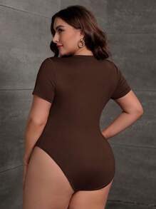 SHEIN Essnce Plus Solid Slim Fit Tee Bodysuit