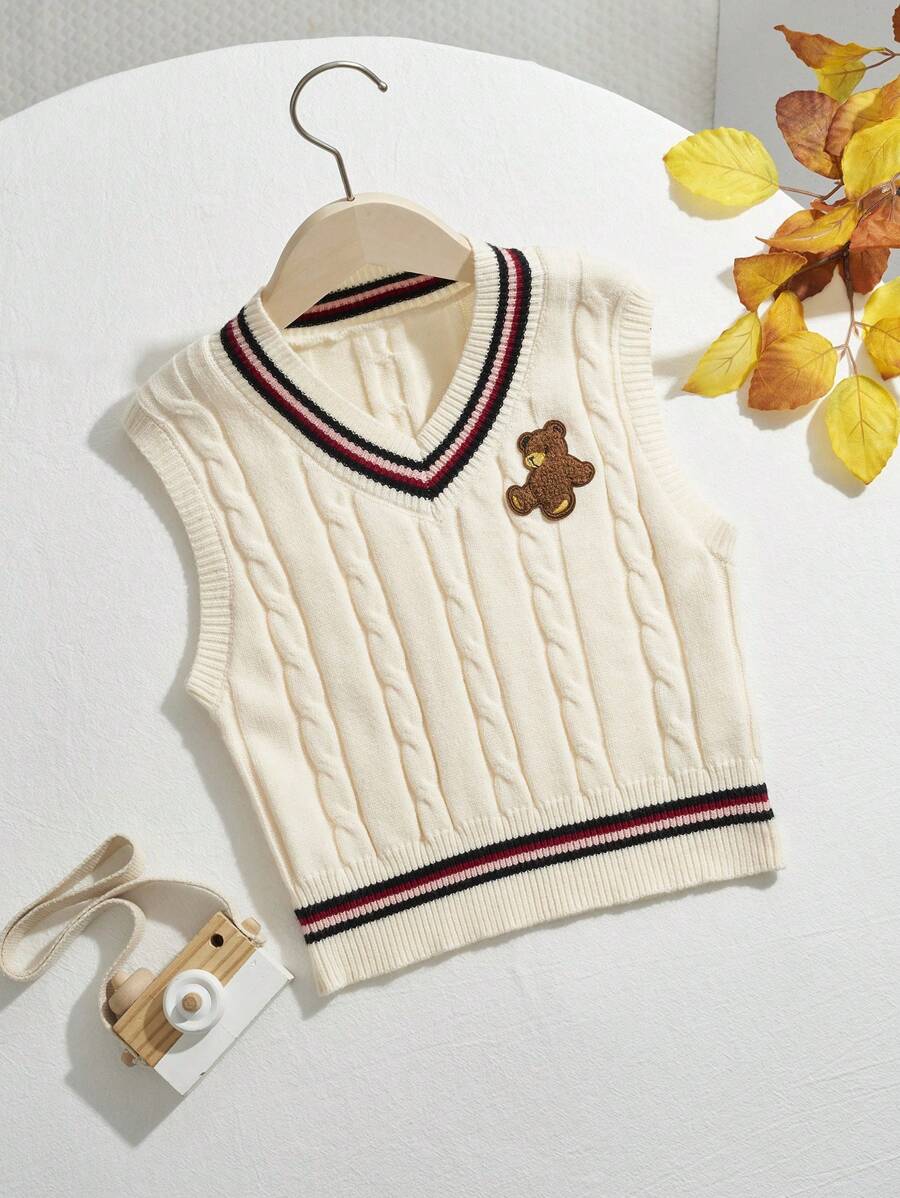 SHEIN EZwear Kích thước lớn Của phụ nữ Phong cách Học viện Thêu Gấu Áo len vest - Nhiều màu - Xem 1