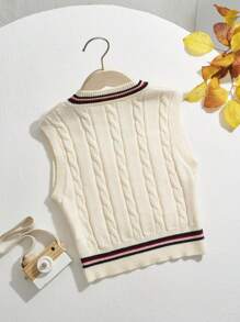 SHEIN EZwear Kích thước lớn Của phụ nữ Phong cách Học viện Thêu Gấu Áo len vest - Nhiều màu - Xem 2