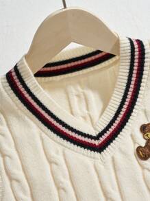 SHEIN EZwear Kích thước lớn Của phụ nữ Phong cách Học viện Thêu Gấu Áo len vest - Nhiều màu - Xem 3