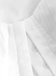 SHEIN MOD 雞心領口泡泡袖胸部褶皺荷葉邊襯衫 - 白色 - 查看 3