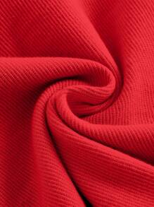 SHEIN MOD Cổ Trái tim Gân đan Áo thun - Đỏ - Xem 3