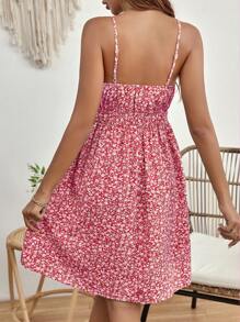 SHEIN Maternity Ditsy Floral Print Cami Dress - Red - View 5