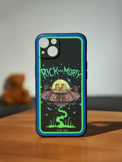 Rick and Morty | ROMWE 1pc UFO Cartoon Pattern TPU Phone Case Compatible With IPhone