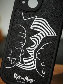 Rick and Morty | ROMWE 1 funda de teléfono de TPU gráfica de figura de dibujos animados de letras compatible con iPhone - Negro - Ver 4