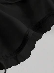 SHEIN MOD 素色肩上打結吊帶洋裝 - 黑色 - 查看 3