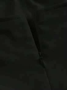 SHEIN MOD 素色肩上打結吊帶洋裝 - 黑色 - 查看 4