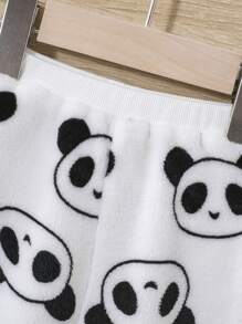 SHEIN 男嬰熊貓印花連帽衫和褲子