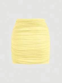 SHEIN MOD Solid Ruched Wrap Skirt