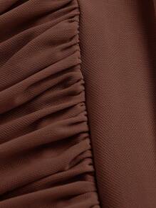 SHEIN MOD Top Negro De Verano Con Un Solo Hombro Fruncido - Marrón Chocolate - Ver 3