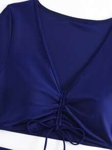 前抽繩短褲比基尼泳裝 - 藏蓝色 - 查看 4