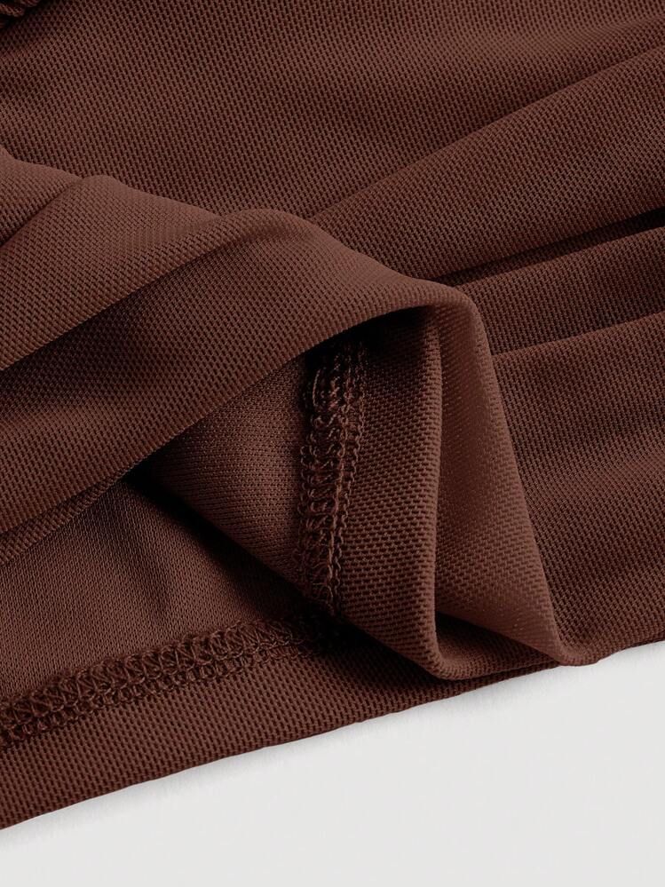 SHEIN MOD Haut D'été Noir Froncé À Épaule Unique - Marron fonçé - Voir 4