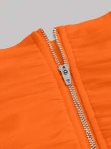 SHEIN MOD Off Shoulder Ruched Mesh Top - Burnt Orange - View 4