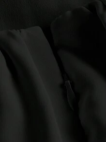 SHEIN MOD 挖肩荷葉邊連衣裙 - 黑色 - 查看 4