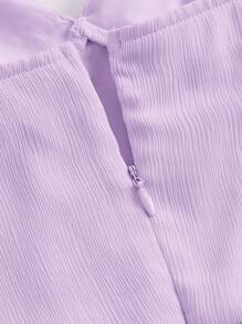 SHEIN MOD Solid Frill Trim Tie Front Ruffle Hem Cami Dress - Lilac Purple - View 4