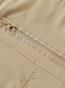 Manfinity Homme 男士純色拉鍊夾克 - 卡其色 - 查看 5